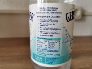Gerolsteiner medium Mineralwasser Ettikett