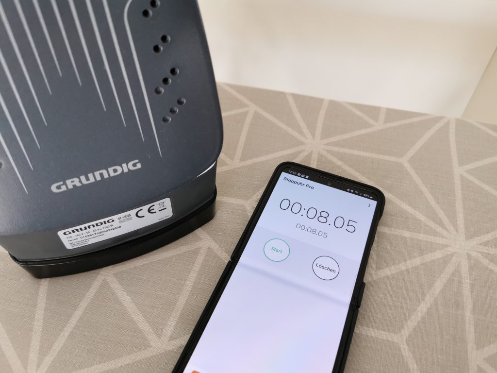 Grundig SI 4850 Dampfbügeleisen Aufheizzeit 1
