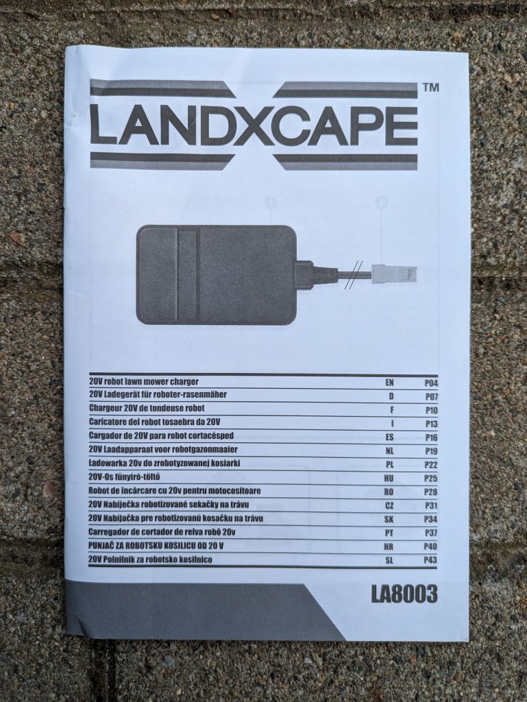 LANDXCAPE LX799 Mähroboter Anleitung des Ladegerätes