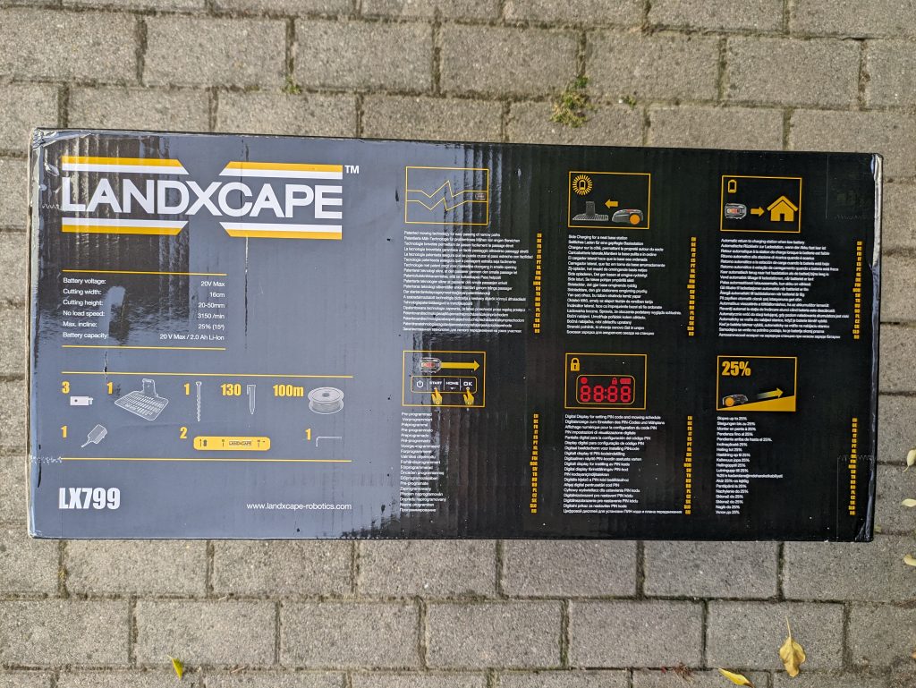 LANDXCAPE LX799 Mähroboter Verpackung frontal