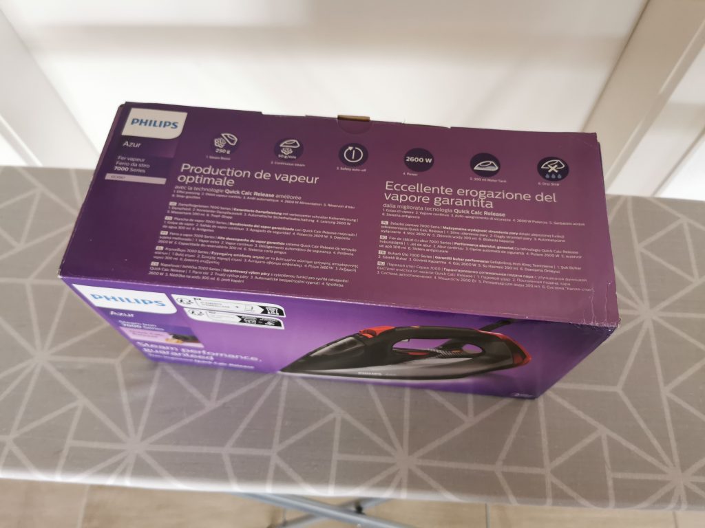 Philips Azur Dampfbügeleisen Verpackung von oben