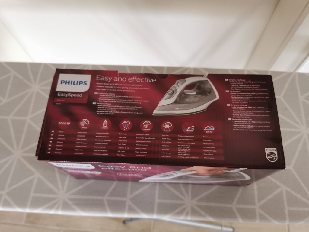 Philips EasySpeed Dampfbügeleisen Verpackung von oben