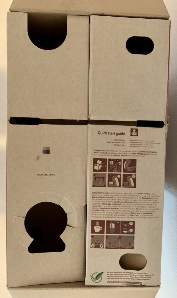 Philips SENSEO® Original Plus CSA210:10 Kaffeepadmaschine geöffneter Karton von oben