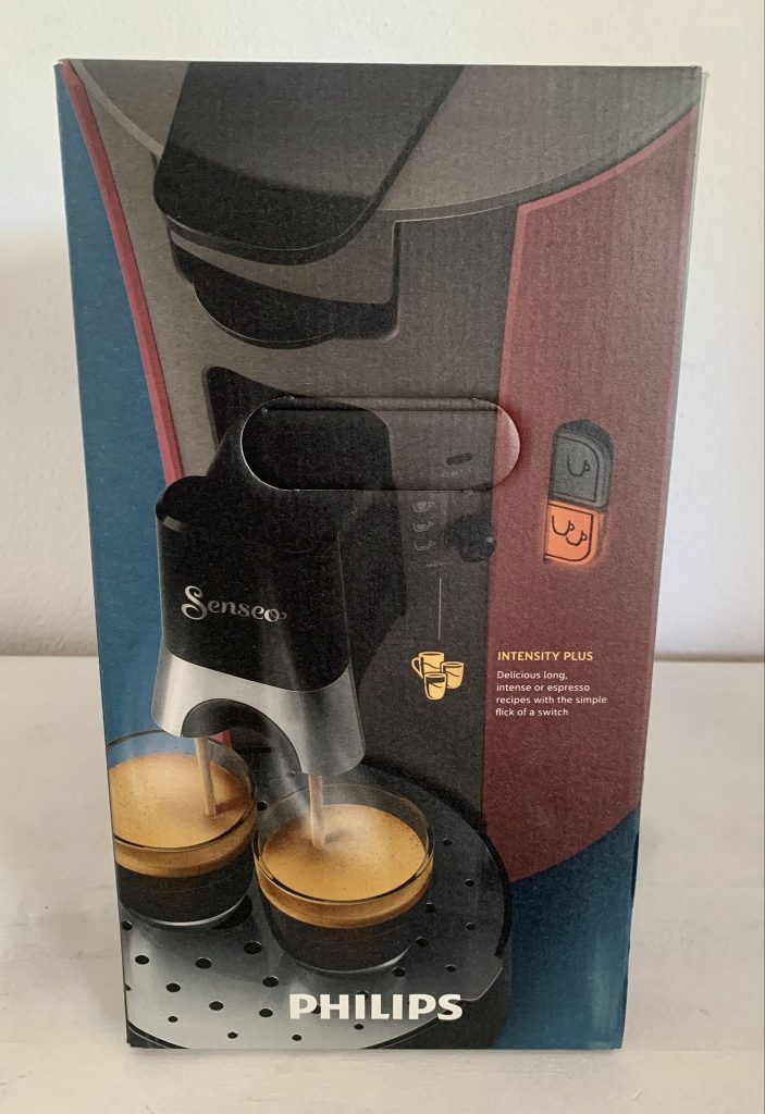 Philips SENSEO® Select CSA240:91 Kaffeepadmaschine im Karton von der Seite