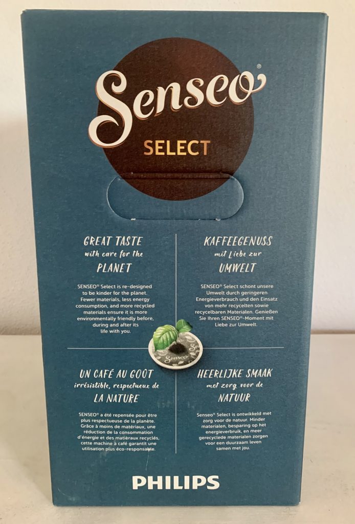 Philips SENSEO® Select CSA240:91 Kaffeepadmaschine im Karton von der rechten Seite