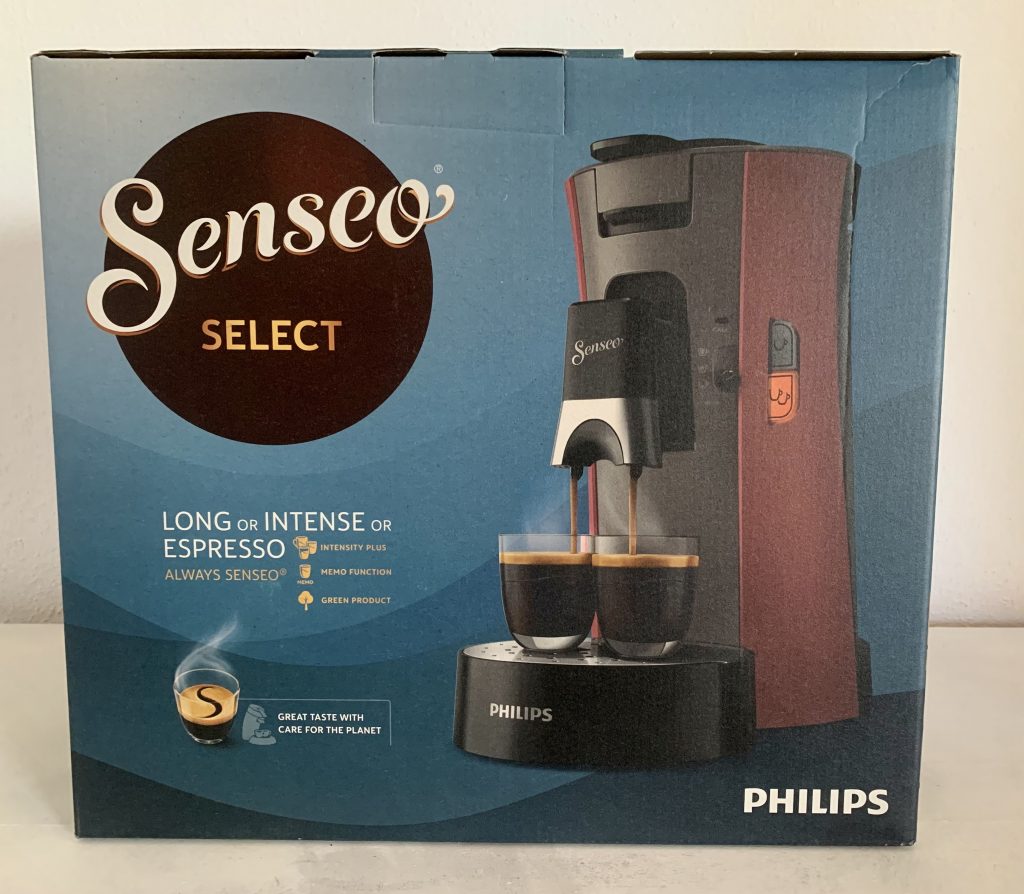 Philips SENSEO® Select CSA240:91 Kaffeepadmaschine im Karton von vorne