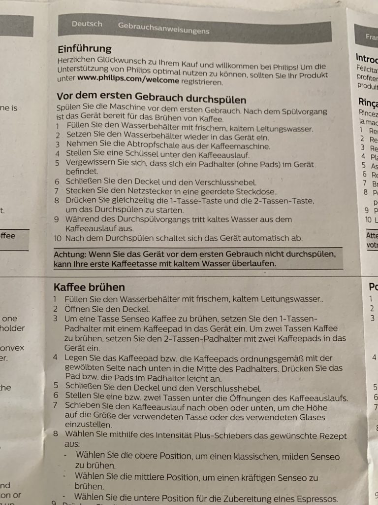 Philips SENSEO® Select CSA240:91 Kaffeepadmaschine schriftliche Anleitung