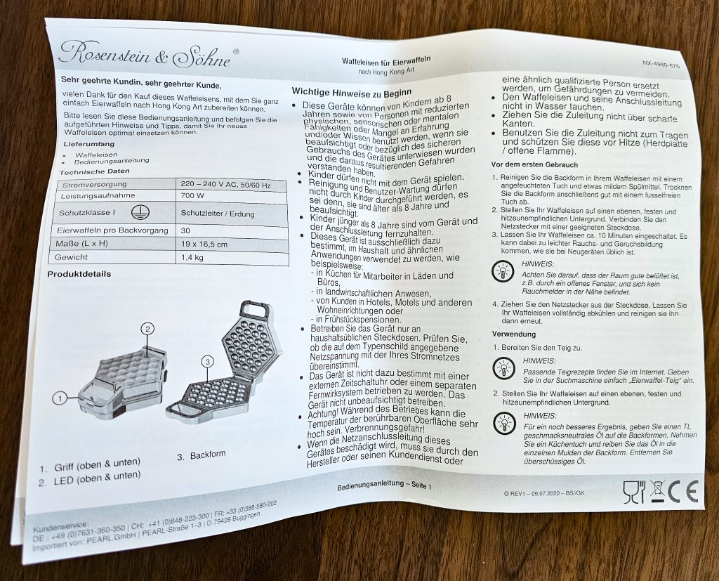 Rosenstein & Söhne Bubble Waffelmaker Bedienungsanleitung