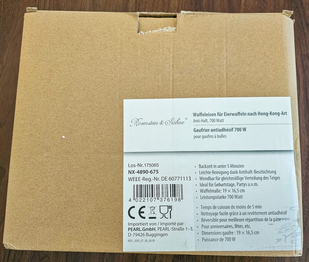 Rosenstein & Söhne Bubble Waffelmaker Verpackung
