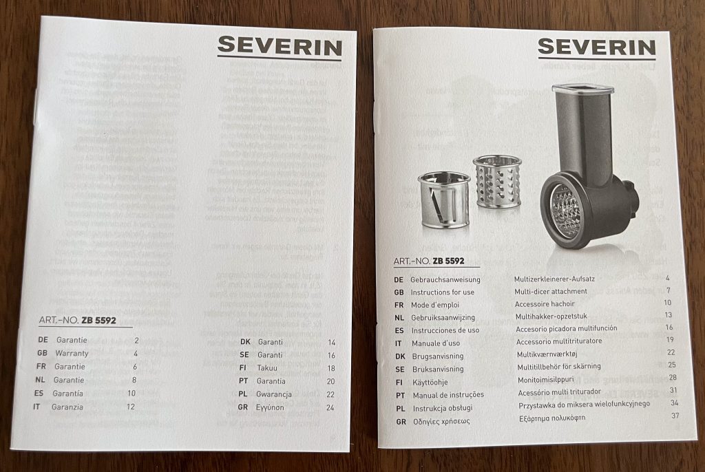 SEVERIN KM 3897 Küchenmaschine Multizerkleinerer-Aufsatz Bedienungsanleitung