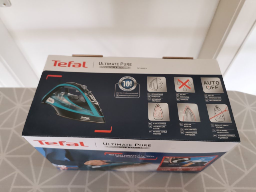 Tefal Ultimate Pure Dampfbügeleisen Vwerpackung von oben