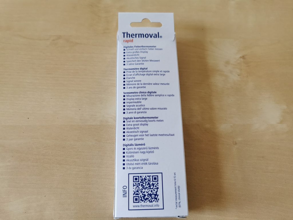 Thermoval rapid Fieberthermometer Verpackung hinten