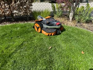 Worx Vision M600 Mähroboter in einer Ecke