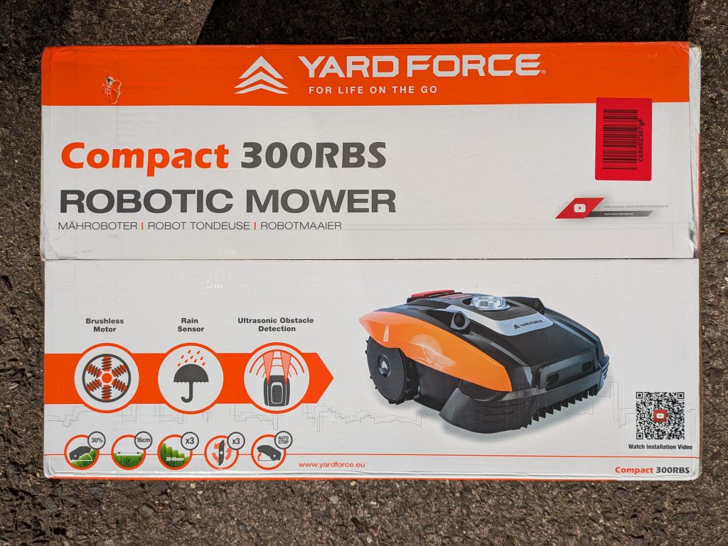 YARDFORCE COMPACT 300RBS Mähroboter Verpackung von oben