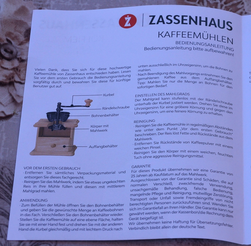 Zassenhaus Brasilia Bedienungsanleitung deutsch