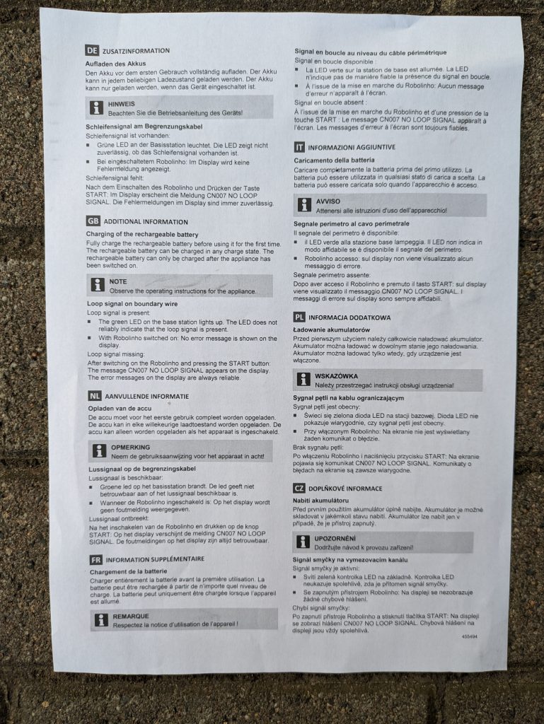 Zusatzinformationen zum AL-KO Robolinho® 550W Mähroboter