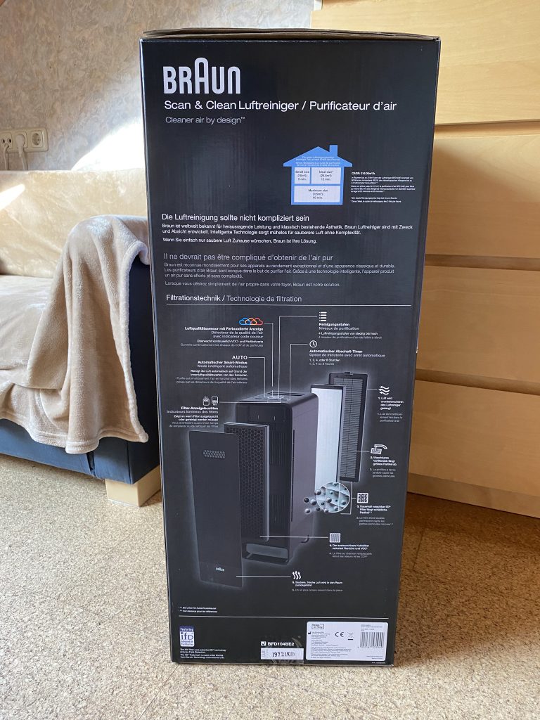 BRAUN Scan and Clean Luftreiniger Verpackung Seite