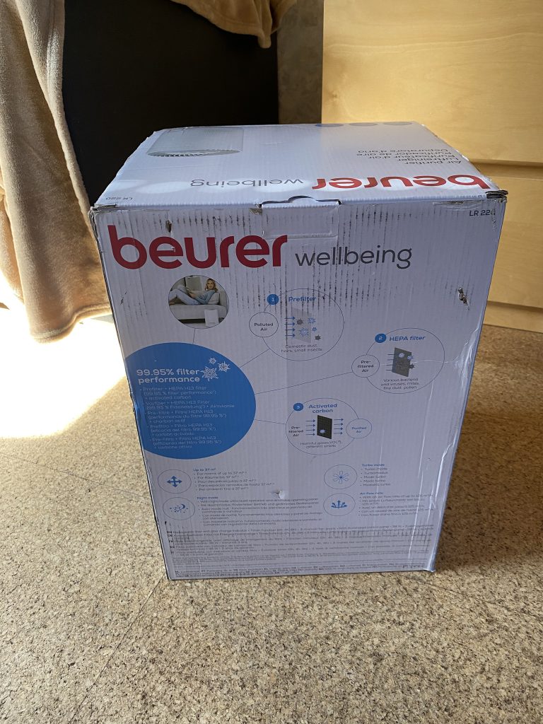 Beurer LR 220 Luftreiniger Verpackung Rückseite