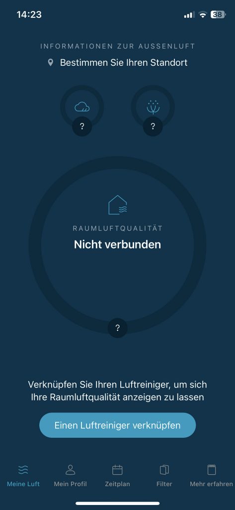 Rowenta Intense Pure Air Connect PU6080 Luftreiniger App nach dem Start
