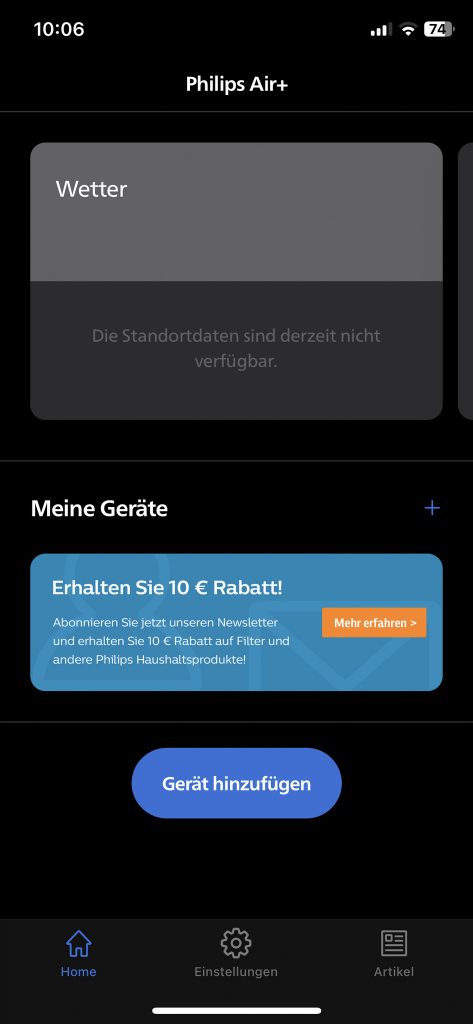 Philips Series 2000i Luftreiniger Einrichtung App 1