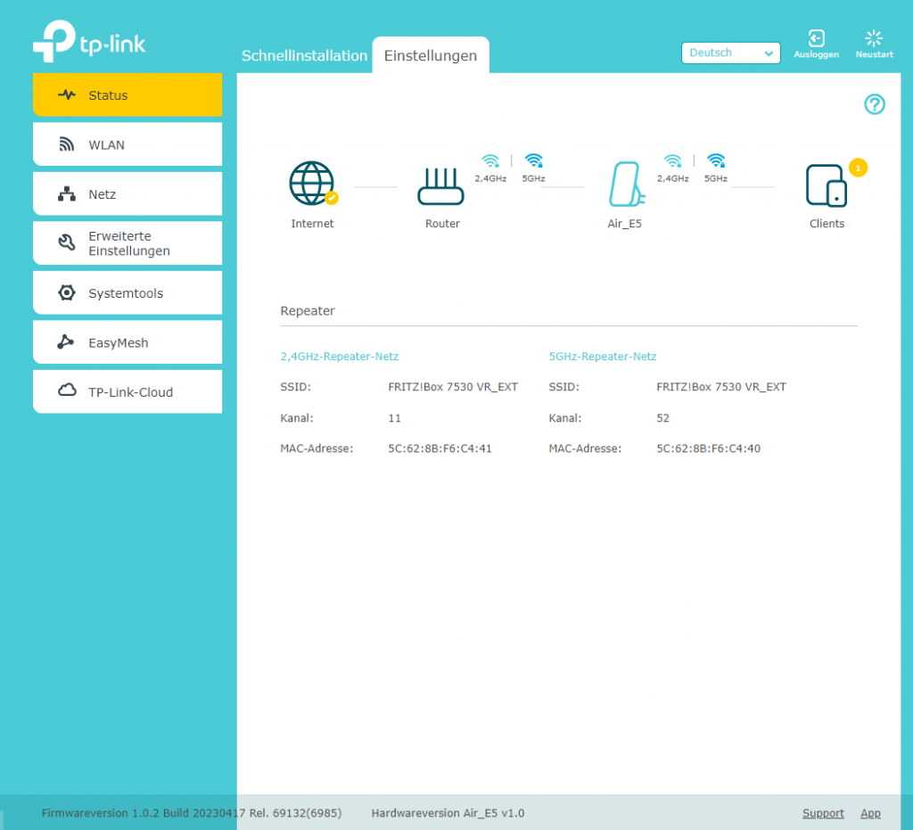 TP-Link Archer Air E5 WLAN-Repeater Screenshot 3