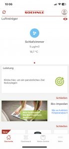 Soehnle Airfresh Clean Connect 500 Luftreiniger Anzeige App Daten in der Übersicht