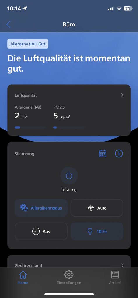 Philips Series 2000i Luftreiniger Steuerung über App 1