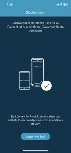 Rowenta Intense Pure Air Connect PU6080 Luftreiniger App gekoppelt