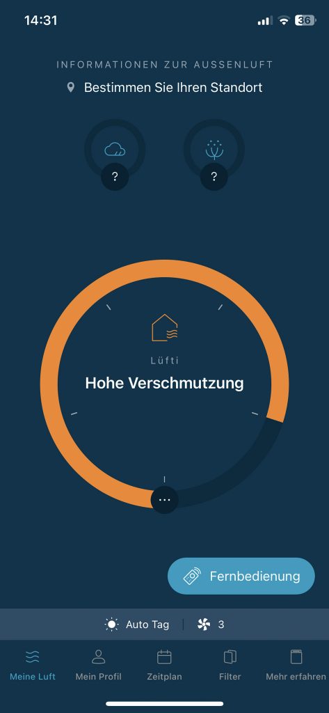Rowenta Intense Pure Air Connect PU6080 Luftreiniger App hohe Luftverschmutzung