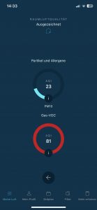 Rowenta Intense Pure Air Connect PU6080 Luftreiniger App Sensordaten