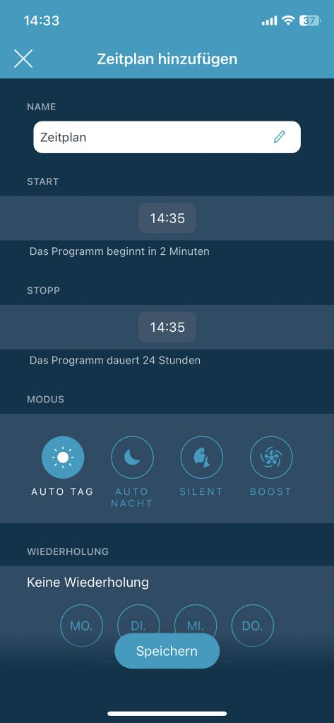 Rowenta Intense Pure Air Connect PU6080 Luftreiniger App Zeitplan