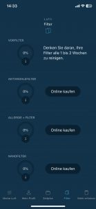 Rowenta Intense Pure Air Connect PU6080 Luftreiniger App Filterstatus