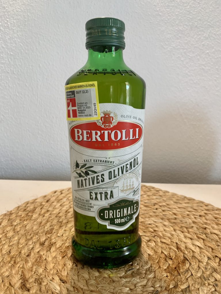 Bertolli Natives Olivenöl Extra Originale Flasche von vorne