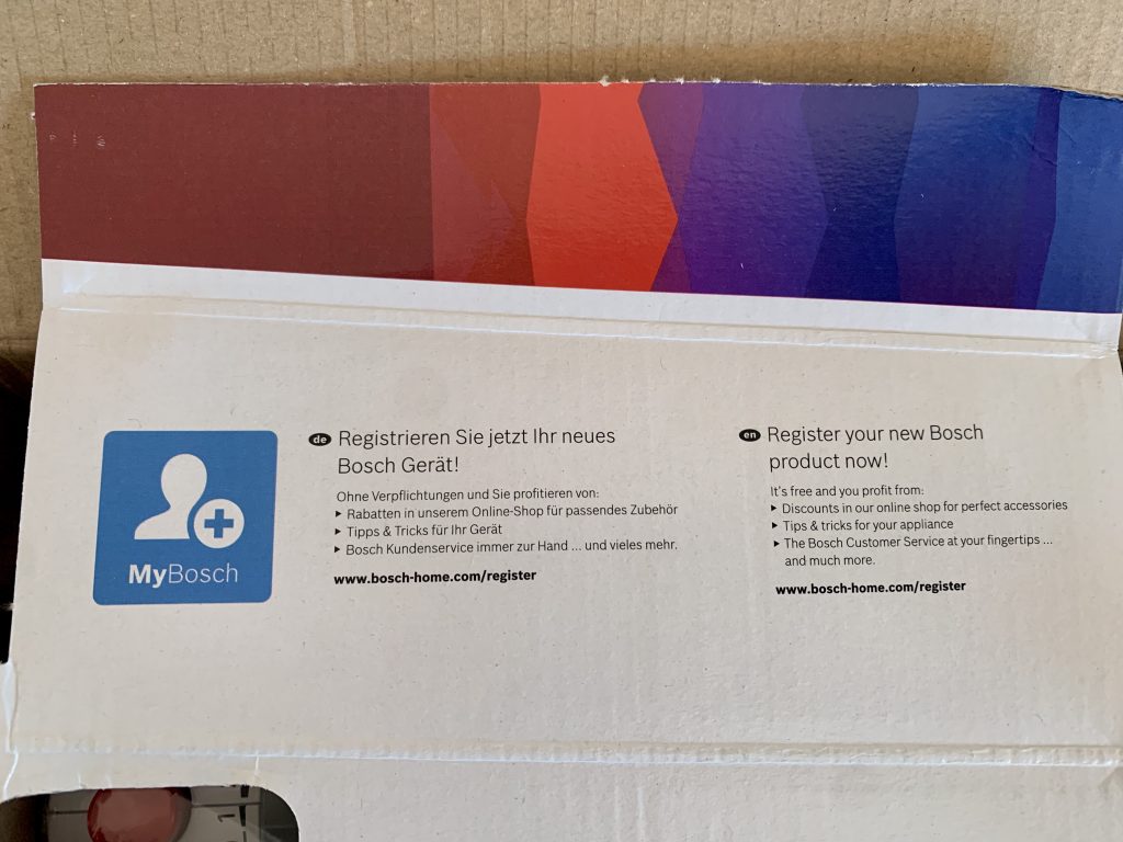 Bosch MFQ3530 Handmixer Verbraucherhinweise in der Verpackung