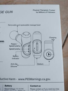 Gerätevorstellung auf der Rückseite der Verpackung derBob and Brad Q2 Mini Massagepistole