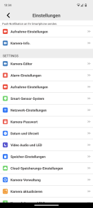HiKam A7 Überwachungskamera Einstellungen der App