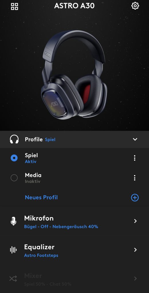 Logitech G Astro A30 Lightspeed Headset Mobil App