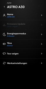 Logitech G Astro A30 Lightspeed Headset Mobil App