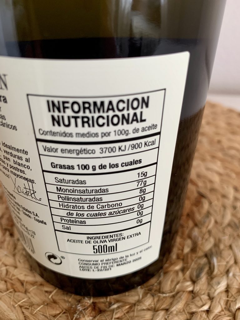Marqués de Griñon Arbequina Natives Olivenöl extra Inhaltsstoffe Nahaufnahme