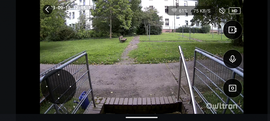 Owltron O1 Überwachungskamera Screenshot am Tag