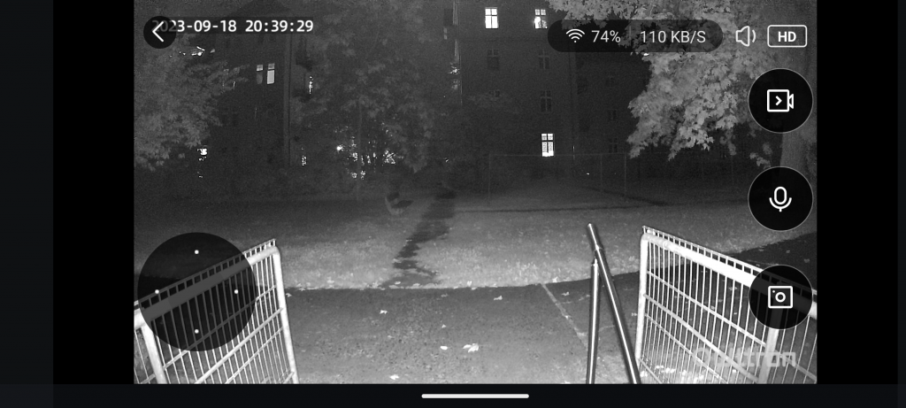 Owltron O1 Überwachungskamera Screenshot der Nachtsicht