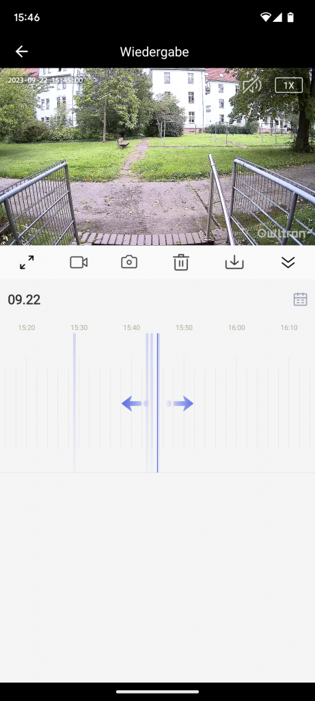 Owltron O1 Überwachungskamera Timeline in der App