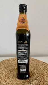 Pago Baldios San Carlos Natives Olivenöl extra Rückseite der Flasche