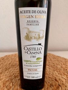 Reserva Familiar Castillo de Canena Picual Natives Olivenöl extra vorderseitiges Etikett Nahaufnahme