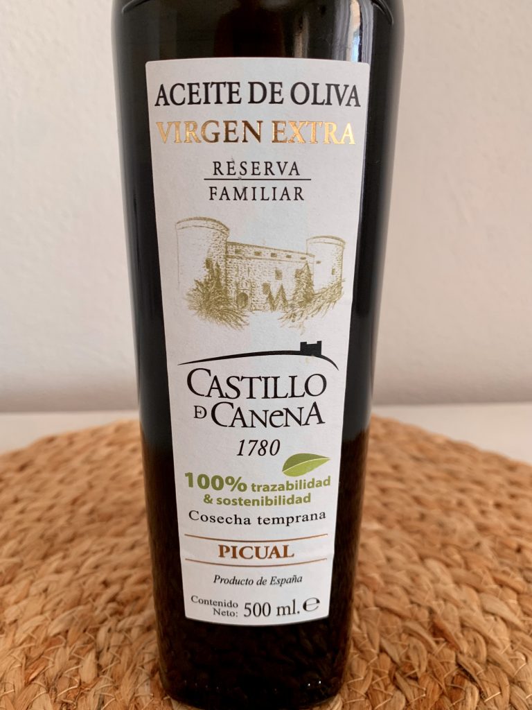 Reserva Familiar Castillo de Canena Picual Natives Olivenöl extra vorderseitiges Etikett Nahaufnahme