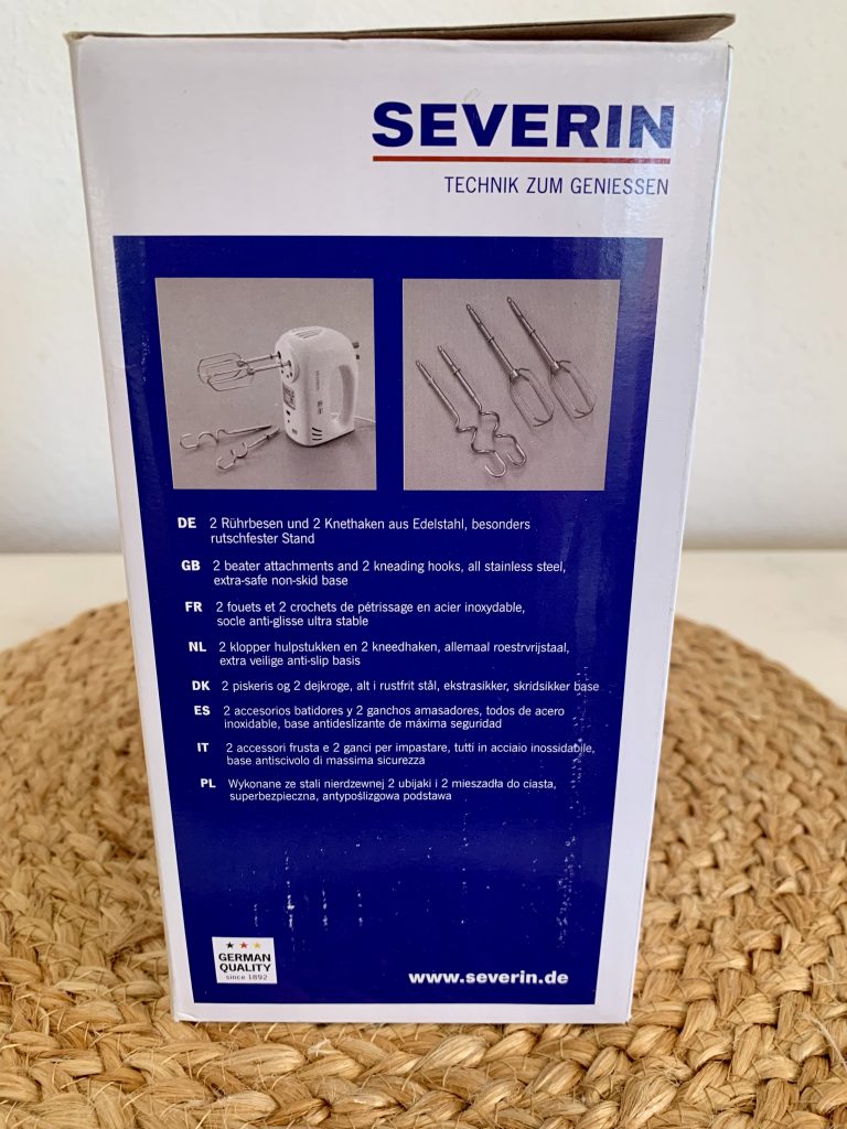 Severin HM 3820 Handmixer im Karton von der Seite