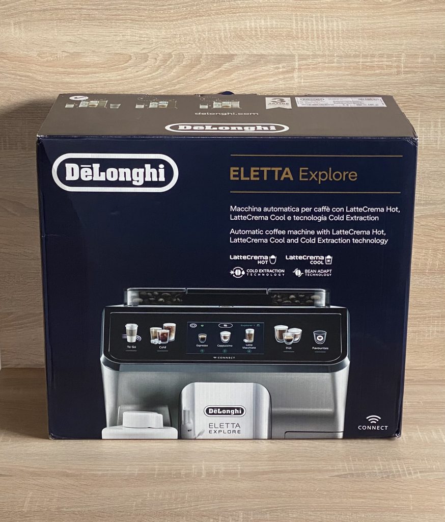DeLonghi Eletta Explore Cold Brew ECAM450-86-T Kafeevollautomat Verpackung Vorderseite