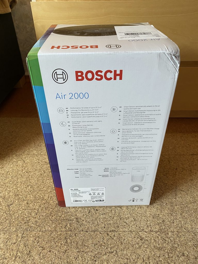 Bosch Air 2000 Luftreiniger Verpackung Rückseite
