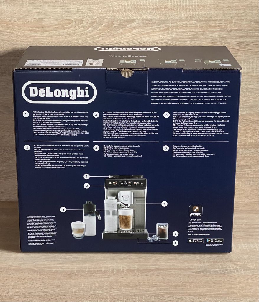 DeLonghi Eletta Explore Cold Brew ECAM450-86-T Kafeevollautomat Verpackung Rückseite