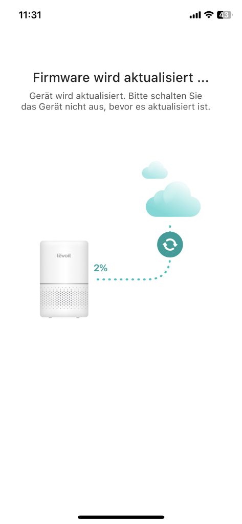 Levoit VeSync Core 300S Luftreiniger App Firmware Aktualisierung 2